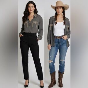 IB DIFFUSION silk% size 12 grey long sleeve rode